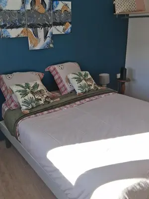 Un ou plusieurs lits dans un hébergement de l'établissement Gite proche de Kaysersberg av jacuzzi privé