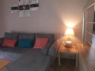 Coin salon dans l'établissement Gite proche de Kaysersberg av jacuzzi privé