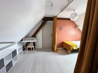 Un ou plusieurs lits dans un hébergement de l'établissement Gîte 49m2, 2 Chambres, Pro - Famille