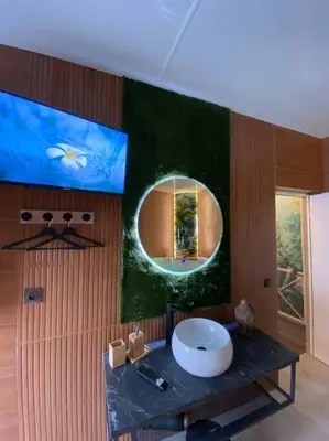 Télévision ou salle de divertissement dans l'établissement Esprit BALI ....LOVE SPA, Sauna de luxe à Mulhouse