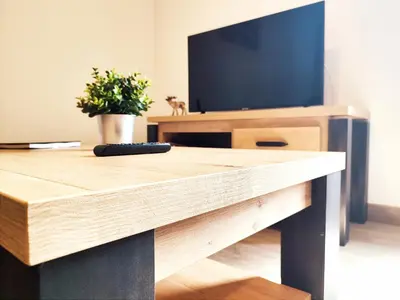 Télévision ou salle de divertissement dans l'établissement ⁂⁂ LE CHAMOIS Appartement [CLEDICIHOME] / Magnifique vue sur les montagnes / 4 KMs DE GERARDMER ! ⁂⁂