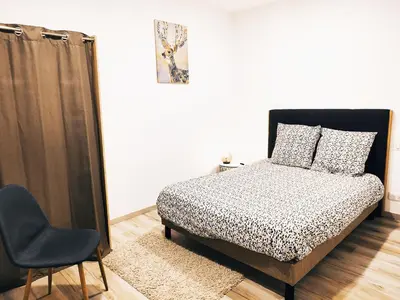 Un ou plusieurs lits dans un hébergement de l'établissement ⁂⁂ LE CHAMOIS Appartement [CLEDICIHOME] / Magnifique vue sur les montagnes / 4 KMs DE GERARDMER ! ⁂⁂