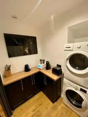 Cuisine ou kitchenette dans l'établissement Les 2 Biches, hyper centre et spacieux Gérardmer