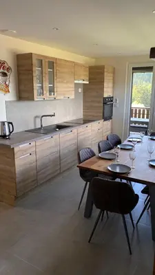 Cuisine ou kitchenette dans l'établissement Appartement Le Grand Duc