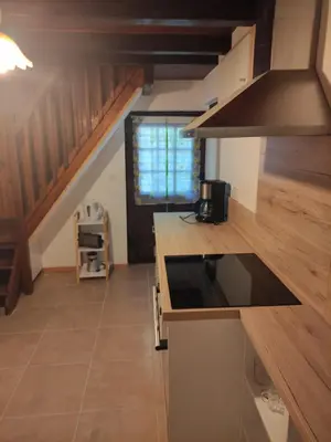 Cuisine ou kitchenette dans l'établissement Gîte du Mont