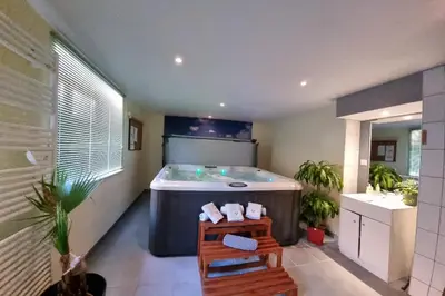 Télévision ou salle de divertissement dans l'établissement Gite Bruyère, 2 à 5 personnes avec salle de jeux et SPA dans la résidence