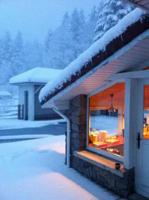 L'établissement LE CHALET BLANC - JACUZZI / PISCINE / SAUNA en hiver