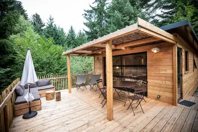 Terrasse ou espace extérieur de l'établissement Huttopia Forêt des Vosges