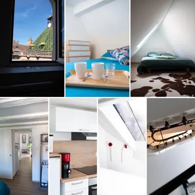 Cuisine ou kitchenette dans l'établissement SECRET MAMA with mobile aircon, including a free parking space at 200 meters