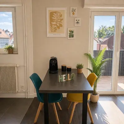 Plan de l'établissement Studio 26 m2 à Mulhouse - Terrasse & Stationnement - Accès UHA & Tram