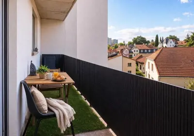 Balcon ou terrasse dans l'établissement Studio 26 m2 à Mulhouse - Terrasse & Stationnement - Accès UHA & Tram