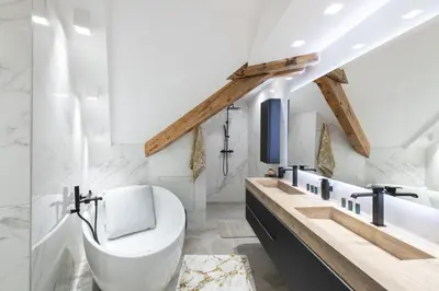 Salle de bains dans l'établissement Mairnaige, luxueux appartement avec sauna
