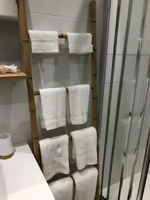 Salle de bains dans l'établissement Le Green Cocoon au dessus du vignoble Alsacien
