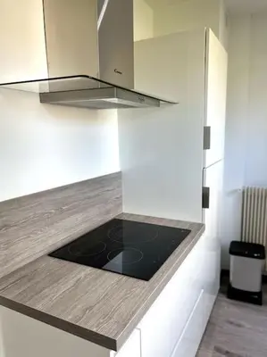 Cuisine ou kitchenette dans l'établissement Superbe appartement lumineux avec parking gratuit