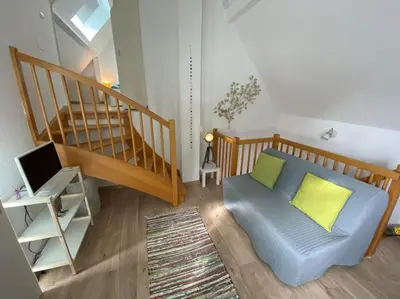 Coin salon dans l'établissement Logement de charme au coeur de la nature