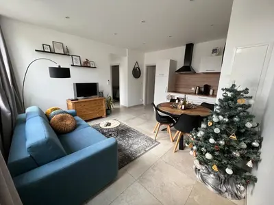 Coin salon dans l'établissement Appartement plain-pied au coeur de l'Alsace