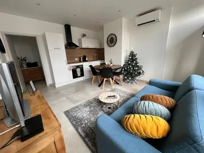 Cuisine ou kitchenette dans l'établissement Appartement plain-pied au coeur de l'Alsace