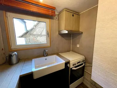 Cuisine ou kitchenette dans l'établissement L'Alsacien - Appartement avec Terrasse - Cuisine équipée - WiFi Gratuit