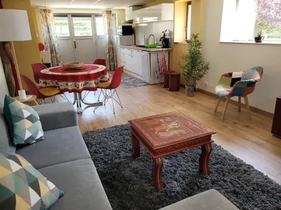 Cuisine ou kitchenette dans l'établissement Au petit bonheur