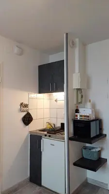 Cuisine ou kitchenette dans l'établissement Charmant Studio Proche Centre Ville + Parking