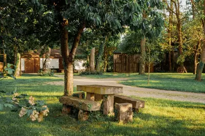 Jardin de l'établissement Chez Bernadette Alsace prox Route des Vins et Europa Park Rulantica