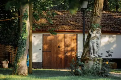 Jardin de l'établissement Chez Bernadette Alsace prox Route des Vins et Europa Park Rulantica