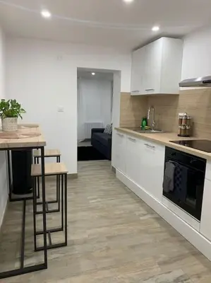 Cuisine ou kitchenette dans l'établissement Colmar,appart chaleureux 2 pas centre avec jardin