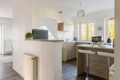 Cuisine ou kitchenette dans l'établissement APPARTEMENT climatisé 70 m2, proximité de COLMAR