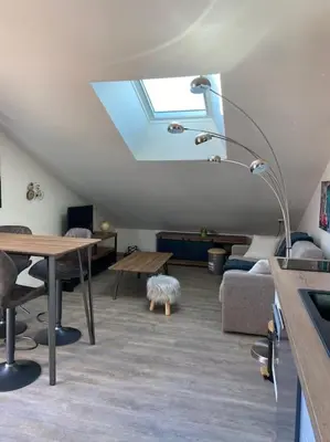 Coin salon dans l'établissement Le Martin Pêcheur - Appartement