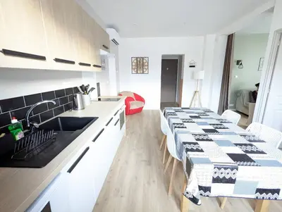 Cuisine ou kitchenette dans l'établissement Cosy Apt, Clim, Route des Vins