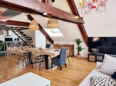 Coin salon dans l'établissement Appartement Panoramique