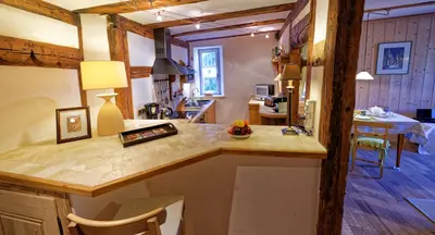 Cuisine ou kitchenette dans l'établissement Remparts de Riquewihr - Le Renard & les Raisins