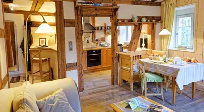 Cuisine ou kitchenette dans l'établissement Remparts de Riquewihr - Le Renard & les Raisins
