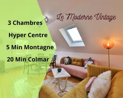 Coin salon dans l'établissement Le Moderne Vintage Hyper Centre,3 chambres, neuf au calme, 3 étoiles