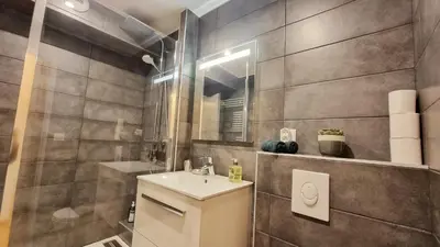 Salle de bains dans l'établissement Le SMART - Parking - Terrasse - Wifi - Mulhouse - Relax BNB