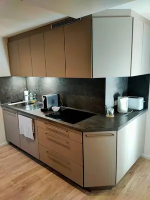 Cuisine ou kitchenette dans l'établissement Au pied du Château