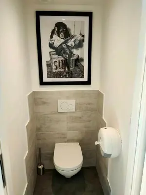 Salle de bains dans l'établissement Au pied du Château