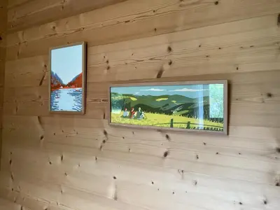 Télévision ou salle de divertissement dans l'établissement Entre Lac et Pistes de Ski