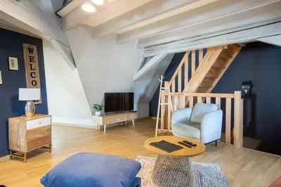 Télévision ou salle de divertissement dans l'établissement Duplex atypique au cœur de Mulhouse
