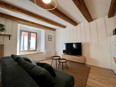 Télévision ou salle de divertissement dans l'établissement Les Poutres de Cuvier